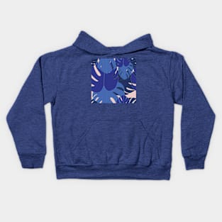 Blue monstera Kids Hoodie